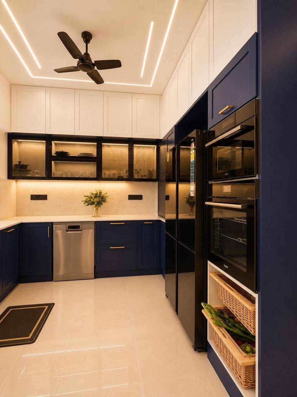 Contemporary L-shaped modular kitchen design in Chennai
